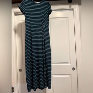 Loft. Size small. Petite. Nave blue with green stripes. Dress.